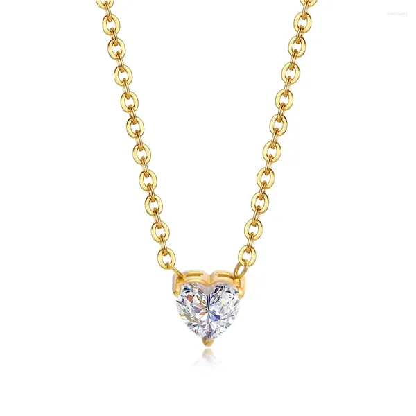 Anhänger Halsketten Punk Tiny CZ Herz Weibliche Gold Farbe Edelstahl Choker Kette Halskette Für Frauen Schmuck Weihnachtsgeschenk