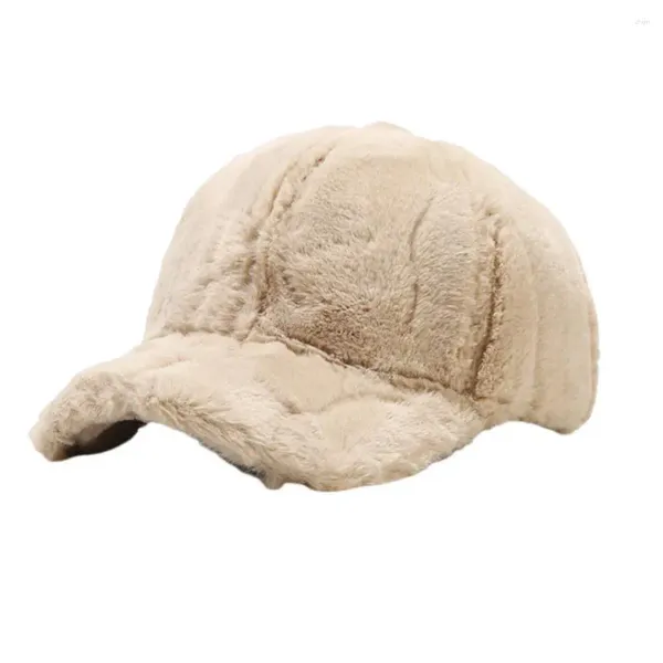 Ball Caps Bucket Hat Damen Flauschige Baseballkappe mit breiter Krempe und UV-beständigem Sonnenschutz. Dicker Plüsch mit Schirm für Outdoor-Aktivitäten