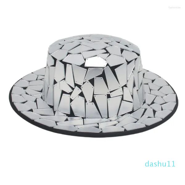 Berets Spot Drill Dome Chapéu Plano Wafer Lente Decorativa Moda Fedora Chapéus Homens Mulheres Performance de Palco Chapéu de Feltro