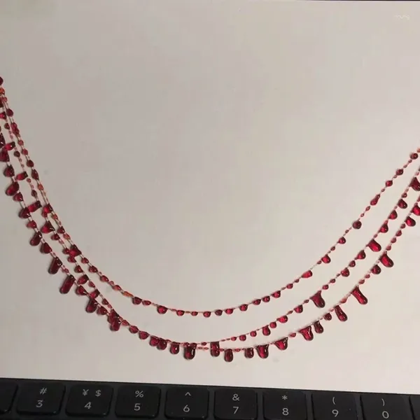 Catene regolabili con piccola goccia di sangue, collana a catena con clavicola, gioielli delicati, regalo da donna