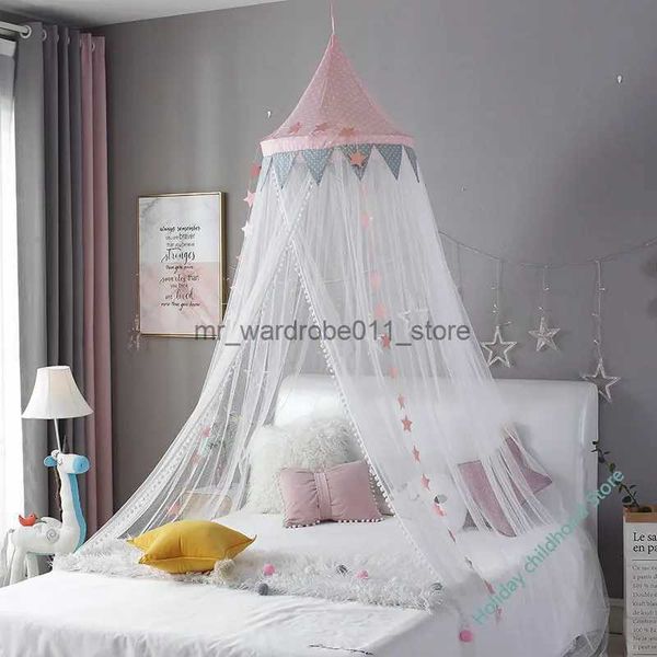 Krippe Netting Baby Zimmer Moskito Net Kid Bett Vorhang Baldachin Runde Krippe Netting Bett Zelt Baldachin Dekoration Mädchen Schlafzimmer Zubehör Q231206