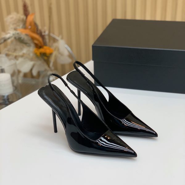 Высокие каблуки Paloma туфли-лодочки с пяткой на пятке и лакированной кожей с острым носком, эластичным ремешком на пятке, модельные туфли для вечеринок, женская фабричная обувь класса люкс от дизайнеров с коробкой