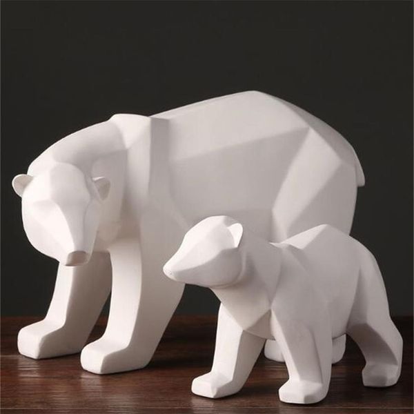 semplice bianco astratto geometrico orsi polari scultura ornamenti decorazioni per la casa moderna artigianato regalo ornamento statua T200331301f