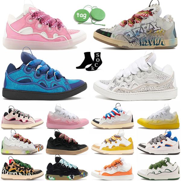 Scarpe lavins firmate Graffiti Stringate Piattaforma donna Sneaker in pelle Lavin Curb Goffrata Madre Bambino Nappa Pelle di vitello Scarpe da ginnastica con piattaforma a doppia rete Taglia 35-45