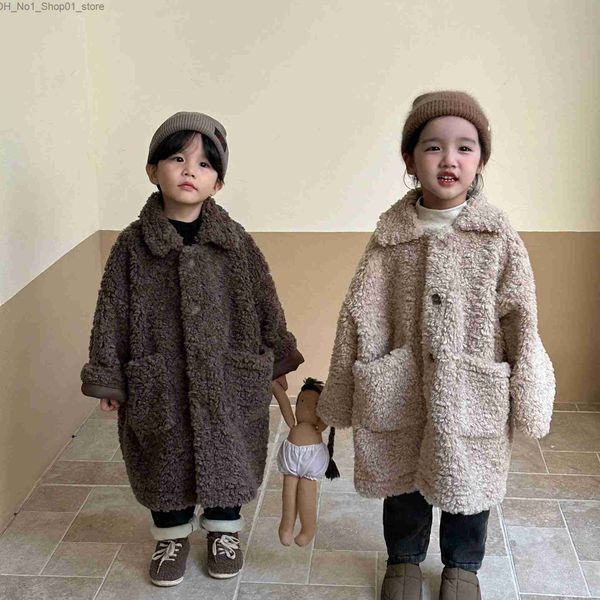 Daunenmantel Herbst Winter Baby Casual Mantel Mädchen Kind Feste Windschutz Junge Kinder Verdicken Mode X-lange Mantel Säugling plus Samt Jacke Q231205