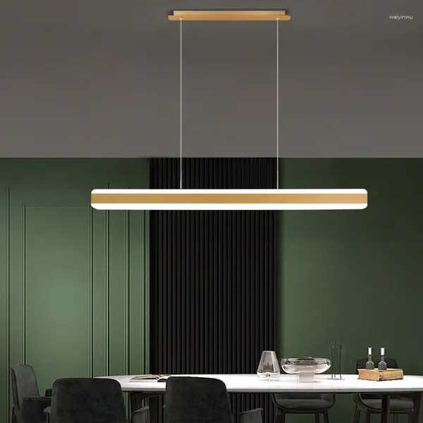 Lampade a sospensione Luci nordiche Lampada a sospensione moderna a LED Tavolo da pranzo Luce lineare lunga Illuminazione per isola della cucina Apparecchi per ufficio