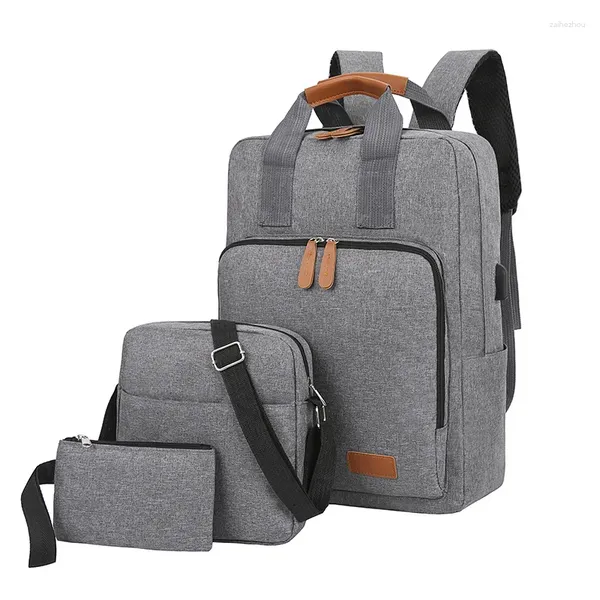 Rucksack 2023 Unisex 3 Set Schultaschen Messenger Teenager Jungen Mädchen Computer Umhängetasche Handtasche Clutch Pack Mochila Escolar