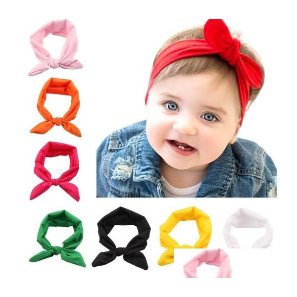 Accessori per capelli Bambini Bunny Ear Fascia per capelli Sciarpa Fascia per capelli Fiocco in cotone Nodo elastico Coniglio Accessori per bambini per bambini Consegna di goccia B Dhnqy