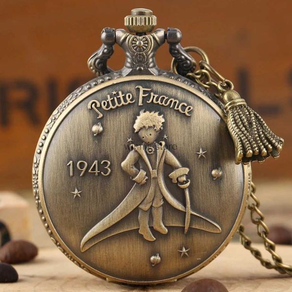 Taschenuhren Retro 1943 Frankreich Der kleine Prinz Quarz-Taschenuhr Anhänger Halskette Uhren Anhänger Uhr Geschenke für Kinder mit Quasten-Zubehör L231120