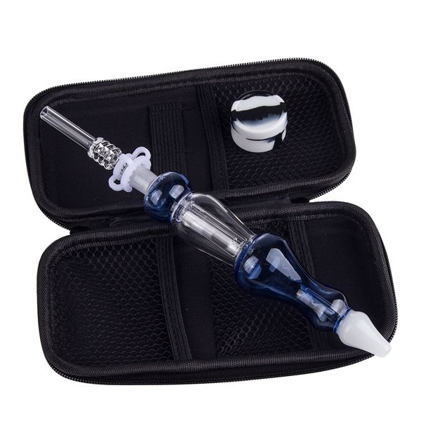 CSYC NC034 Dab Rig Smoking Pipes Bag Set Colorido Estilo Calabash Cerca de 6,81 Polegadas Tubo De Vidro Bongo De Água 10mm Titânio Quartzo Cerâmica Prego Clip Dabber Ferramenta Frasco De Silício