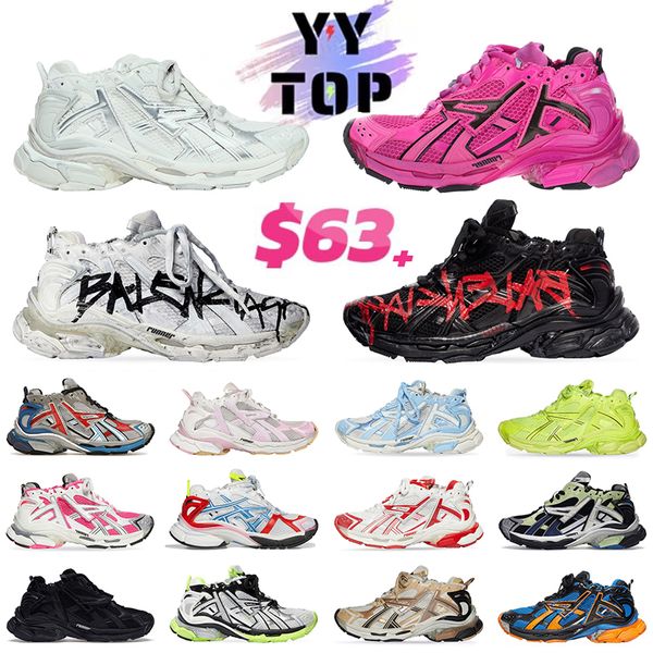 Scarpe casual da donna firmate da uomo Track Runners 7.0 Pelle Rosa Bianco Nero Blu Avorio Multi Graffiti Decostruzione Scarpe da ginnastica con piattaforma