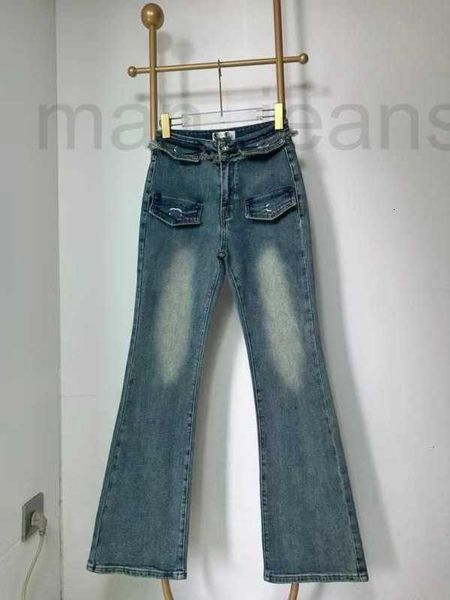 Jeans da donna firmati 2023 autunno/inverno nuovi pantaloni a zampa di elefante a vita alta slim fit lunghi jeans a gamba larga con micro svasatura per le donne SCVF