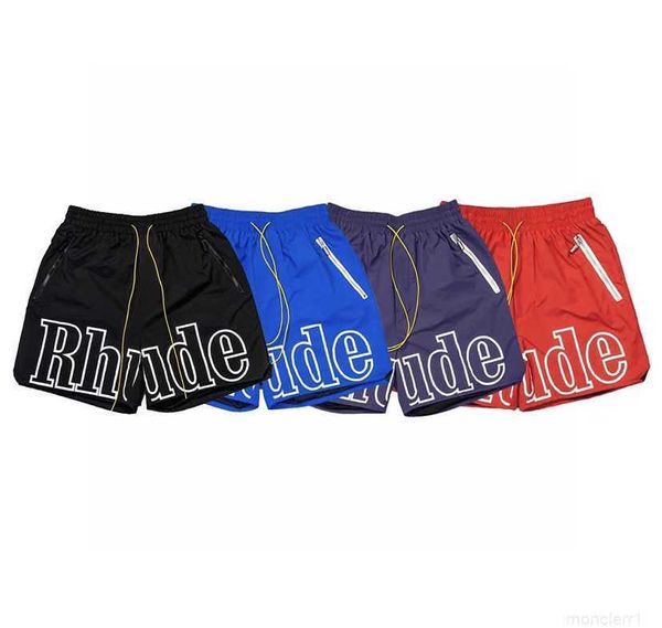 Шорты Rhude Мужские летние дизайнерские свободные шнурки 3 м Светоотражающие повседневные брюки в стиле хип-хоп для хипстерской мужской одежды Пляжное плавание Уличный непринужденный стиль 9EOO