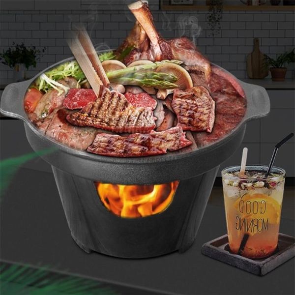 Piccolo fornello per barbecue Stile coreano Cucina domestica OnePerson BBQ all'aperto Fumo Stile giapponese Piccola pentola per arrostire MeatTool 22060262t