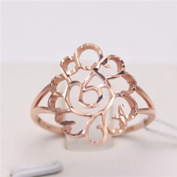 Anéis de cluster 585 roxo ouro geométrico oco tipo de flor para mulheres clássico banhado 14k rosa estilo chinês jóias requintadas