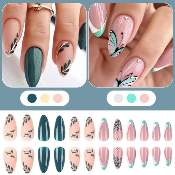 Unhas Falsas 1 Conjunto Wearable DIY Nail Art Kit Com Arquivo de Cola Press-on Falso Cobertura Completa Dicas Francesas Acessórios