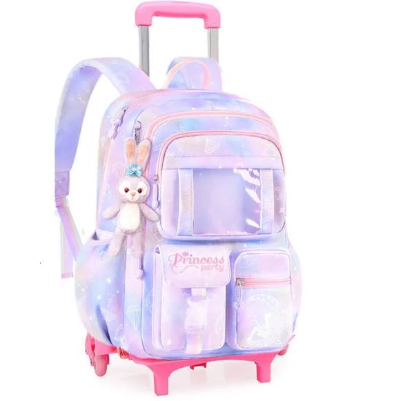 Mochilas escolares rolando mochila sacos escola mochila com rodas para meninas crianças saco de trole escolar para meninas saco de escola rodas para meninas 231204