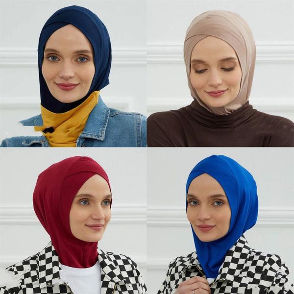 Ethnische Kleidung Modal Kreuz Hijab Kappe Für Ramadan Kopftuch Untertuch Hut Muslimischen Mode Kopf Wrap Frauen Turban Bandana Motorhaube