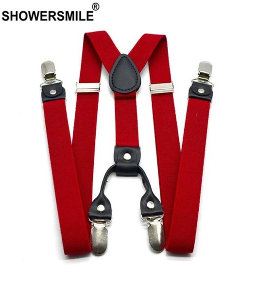 Suspensórios vermelhos de chuveiro, calças clássicas masculinas, alça em y, costas 120cm, casual, retrô, suspensórios, 4 clipes, elástico, cinto de suspensório masculino 2205269612802