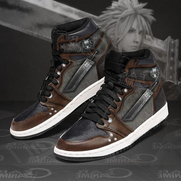 Moda Homens Mulheres Anime Vestido Sapatos Buster Espada J1 Correndo Tênis Itália Popular Highs Tops Manga Couro Designer Personalizado Animes Para Fãs FFVII Calçados Esportivos UE 36-48