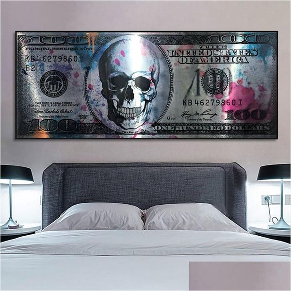 Gemälde SKL Dollar Geld Kunst Leinwand Poster und Drucke 100 Dollar Wandbilder Moderne kreative Malerei für Wohnzimmer Drop Deliv Dhmsg