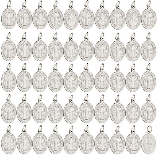 Colares Pingente Cottvo50 Pcs Exorcismo Religioso St. Benedict DIY Rosário Terço Oval Encantos Jóias Colar Chaveiros Fazendo Peças