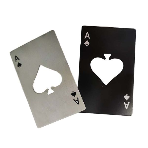 Ace of Spades şişe açıcı poker açıcı bira şişe kapağı açıcı kredi kartı boyutu bar parti araçları poker şekilli kapalı parti alet şişesi marş motoru