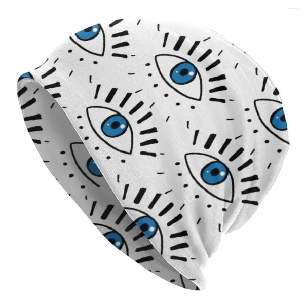 Berets Dunkelblaue Augen Beanie Hüte Sketchy Eye Design Augapfel Lässige Kappen Männer Frauen Kpop Strickmütze Winter Grafik Kopfwickel