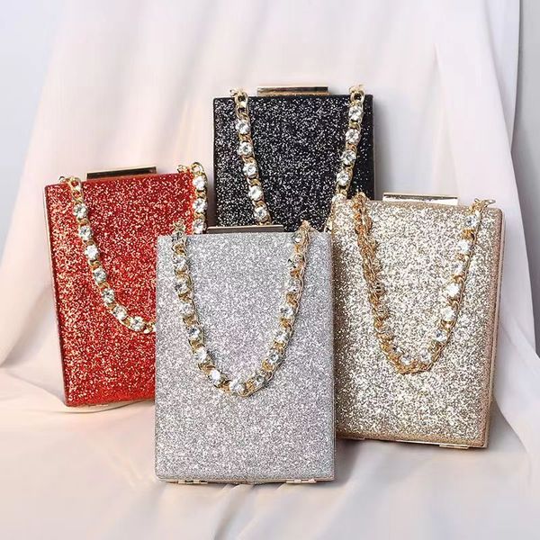 Acquista borsa da sera firmata, borsa da donna con pochette da festa con diamanti scintillanti, borsa da sera alla moda,