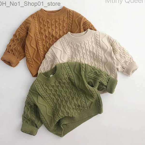 Cardigan bebê sólido pulôver tops crianças pulôver suéteres estilo coreano crianças roupas outono primavera bebê meninos meninas pulôver suéter q231206