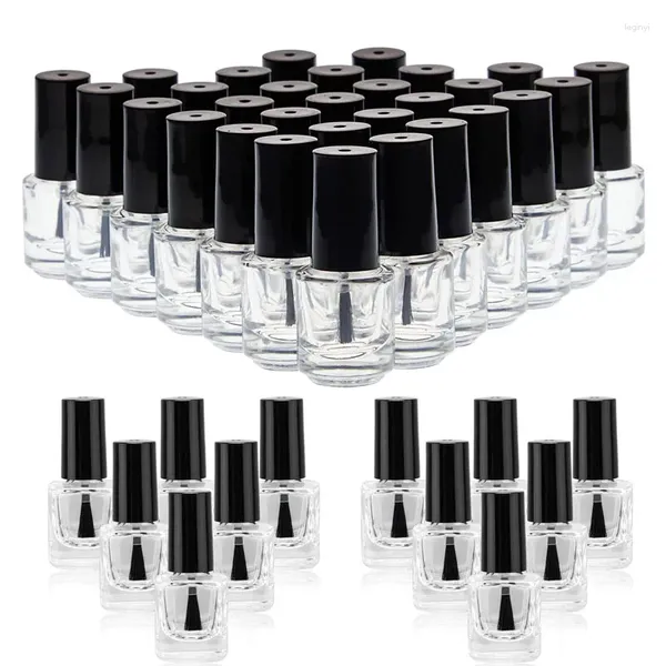 Aufbewahrungsflaschen 5 ml / 10 ml / 15 ml Mini Leerer Klarglas-Nagellack mit Pinselkappe Nachfüllbare Behälter für Kunstlippen-Golss-Flüssigkeitsprobe