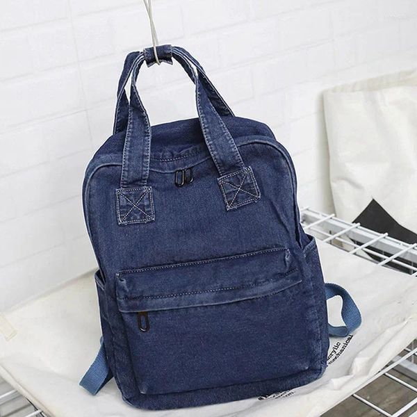 Borse da scuola Borsa da college per ragazza alla moda Zaino da donna semplice casual Zaino per libri in denim per zaino da viaggio per adolescenti