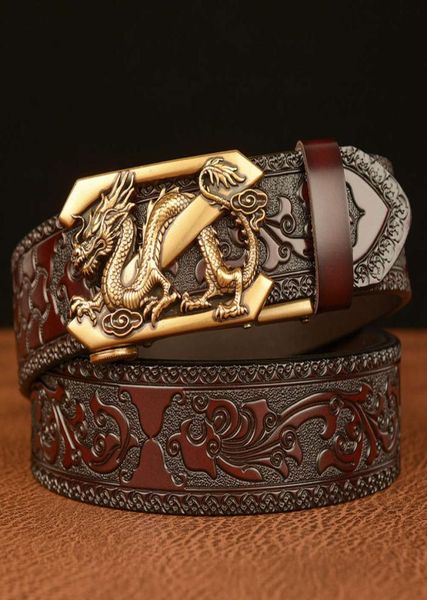 Estilo Z dragão fivela nacional automática couro de vaca genuíno personalizado esculpido novo casual men039s belt9325952