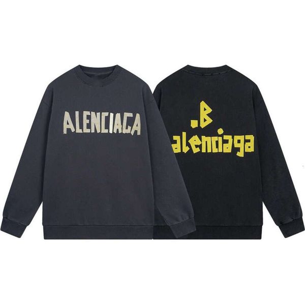 Marca Balenciiagas Felpe con cappuccio Felpa con cappuccio Versione Parigi Moda Uomo Maglioni di alta qualità b Nastro adesivo per la casa Stampa a spruzzo diretta Lavaggio usurato Uomo Donna9