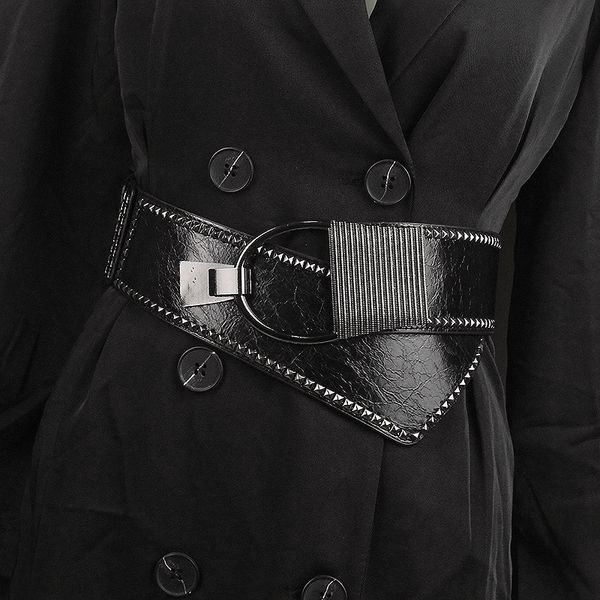 Abbigliamento da palco Accessori da palcoscenico Rivetto stile gotico Stile scuro Cappotto da donna in PU Cappotto elegante Cintura da donna Cintura elastica