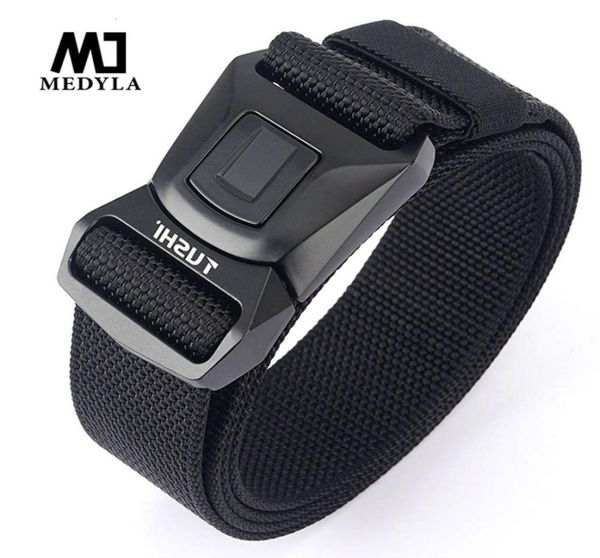 Medyla Hard Metal Simple Hand Tactical Soft Real Nylon Tough Antislip Men Hunting Fish Belt8YGO5906573