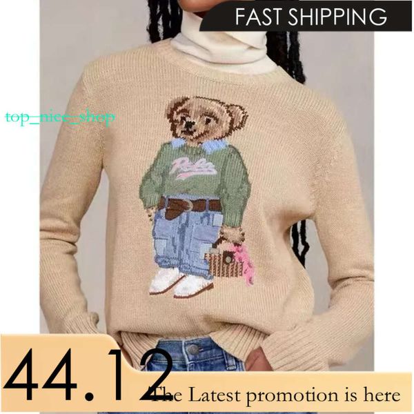 Polo Pullover Gestrickte Pullover Frauen Pullover Cartoon Rl Bär Frauen Winter Kleidung Mode Langarm Gestrickte Pullover Baumwolle Wolle Baumwolle 597