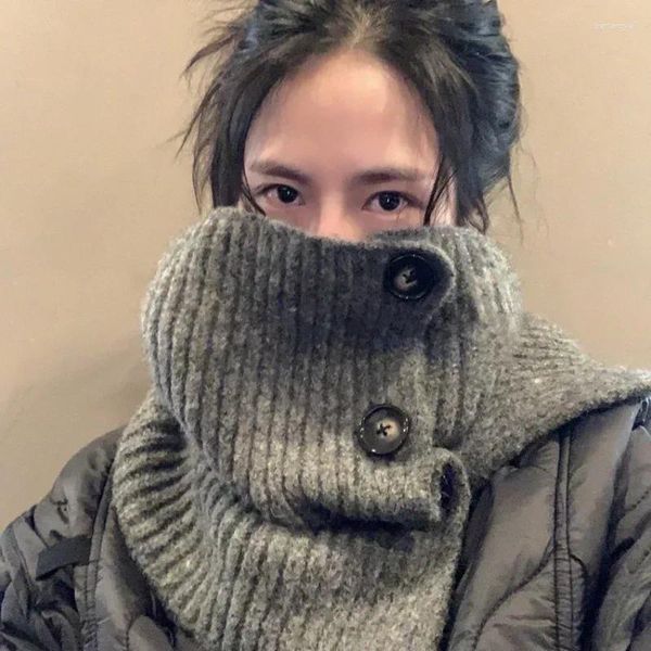 Schals Frauen Gestrickte Wolle Taste Lätzchen Hohe Gefälschte Kragen Pullover Koreanische Warme Hals Schutz Hülse Split Abdeckung Mantel Schal Schal