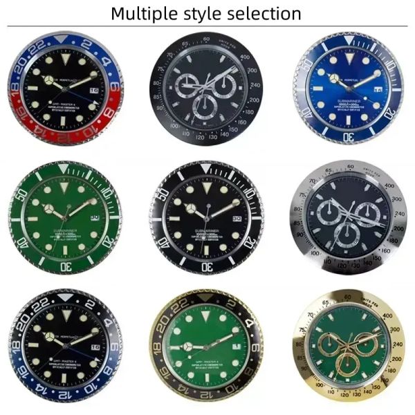 wholesale Super Silent Luxus-Wanduhr aus Metall, modernes Design, große Wanduhr, Zuhause, Edelstahl, leuchtende Uhr, das Datum funktioniert