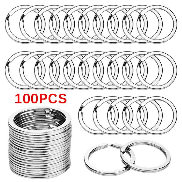 Chaveiros Lanyards 100pcs Chaveiros de aço inoxidável 25/30/35mm Redondo Linha plana Split Rings Chaveiro para fazer jóias Keyfobs DIY Keychain Resultados 231205