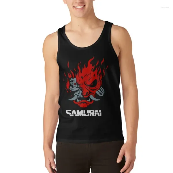 Herren Tanktops Vintage Samurai Retro Japanisch Gaming 2077 Art Game Style T-Shirt Klassisches Top Ärmellose T-Shirts Anime