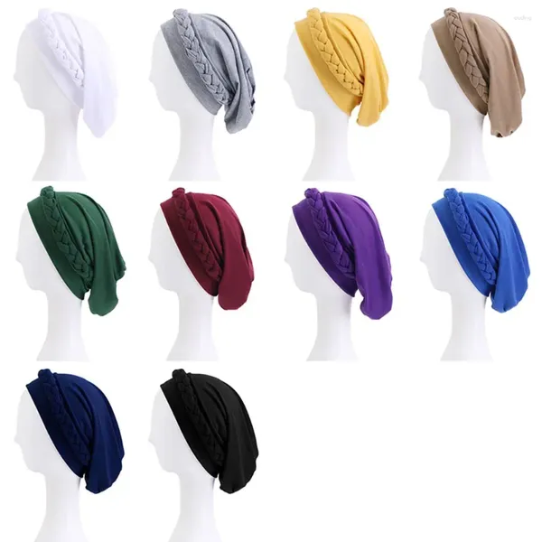 Шарфы для химиотерапии, эластичная бандана, богемный стиль, однотонный платок, повязка на голову, мусульманский хиджаб, тюрбан, шапки, шарф