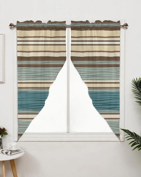 Tende a righe Boho verde acqua per la finestra della camera da letto, soggiorno, tende triangolari