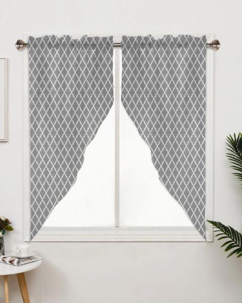 Cortina geométrica clássica cinza escuro marrocos, cortinas para janela do quarto, sala de estar, cortinas triangulares