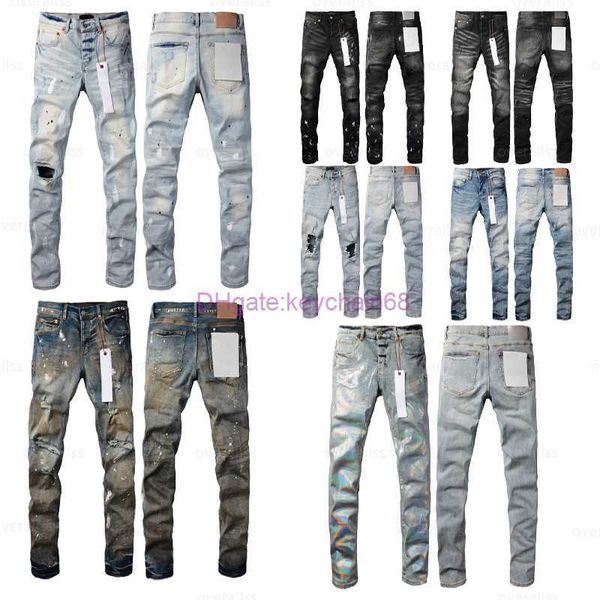 Ksubi Jeans Designer Jeans viola da uomo strappati dritti regolari in denim lavato vecchio lungo nero impilato21QN