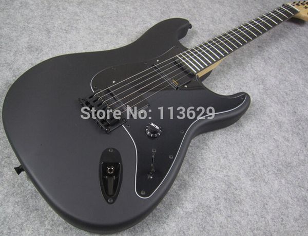 Em estoque Jim Root Assinatura Preto Fosco Guitarra Elétrica Big Headstock Ebony Fingerboard Sem Incrustação China EMG Pickup Black Hardware