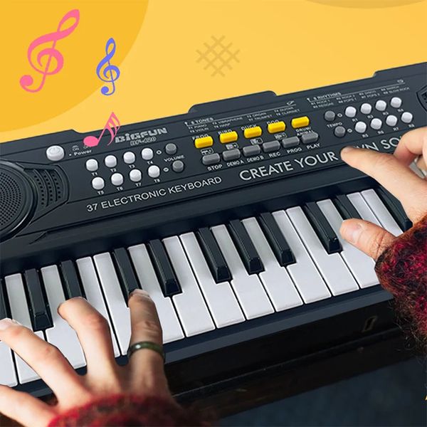 Teclados Piano 37Keys Teclado de Piano Elétrico Digital Música Ensino Aprendizagem Brinquedos para Crianças Instrumentos Musicais Presentes para Meninos Meninas Idade 3 231206