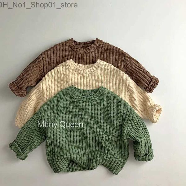 Strickjacke Herbst Winter Baby Jungen Mädchen Stricken Pullover Langarm Einfarbig Casual Lose Pullover Pullover Kinder Stricken Kleidung Q231206