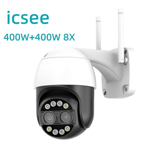 Telecamera di sorveglianza wireless a doppio obiettivo 4K 8MP Telecamera IP WiFi Zoom digitale 8X Rilevamento umano Monitoraggio intelligente Protezione di sicurezza