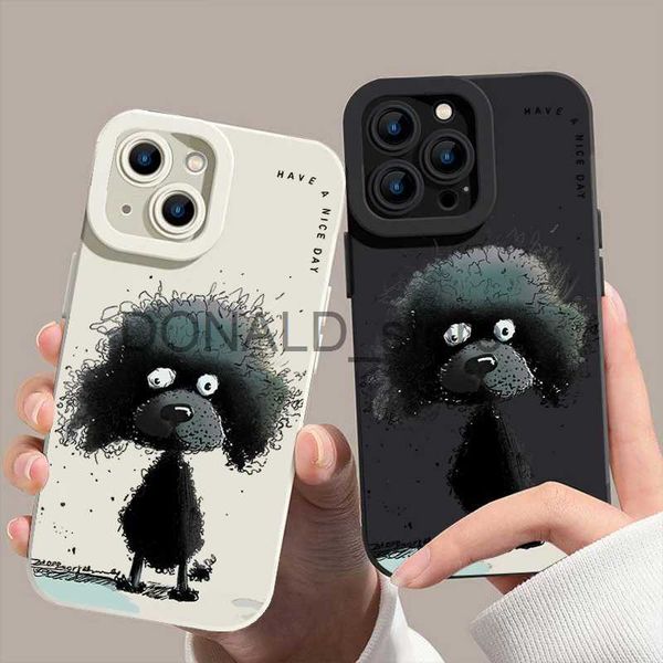 Casos de telefone celular engraçado cão caso de telefone para iphone 15 14 13 12 11 pro max mini plus xr xs x max 7 8 6s plus se 2020 capa traseira escudo j231206